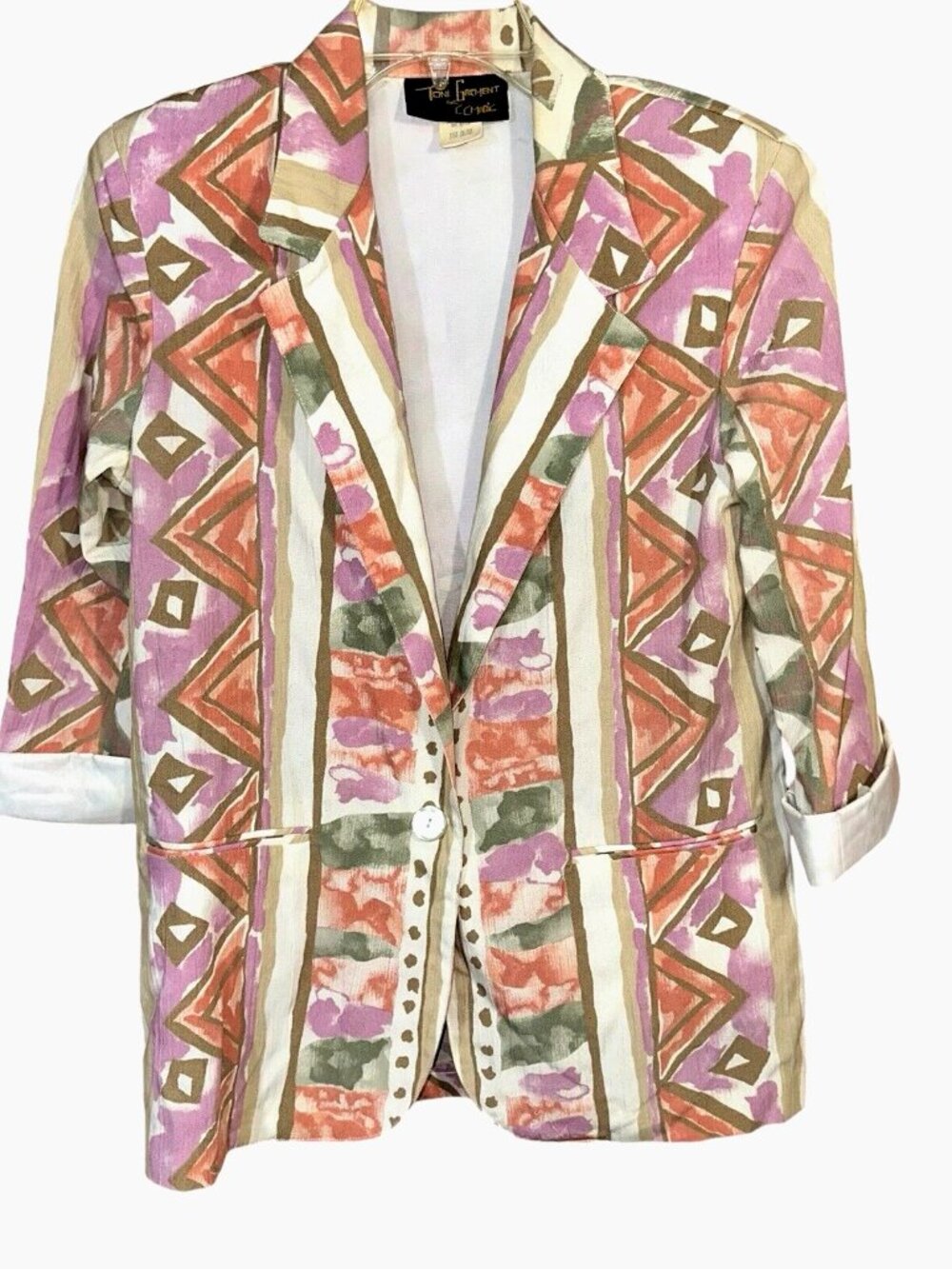 VTG 80s Toni Garment CC Magic Blazer Petite Geo Abstract Art to Wear Statement